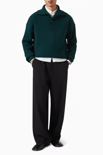 High Buttoned Collar Sweater in Wool