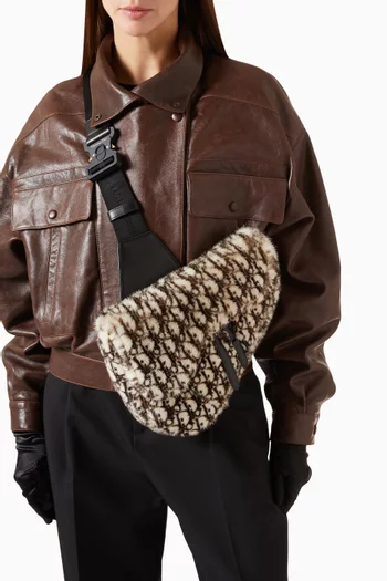 Oblique Fur Saddle Medium Bag