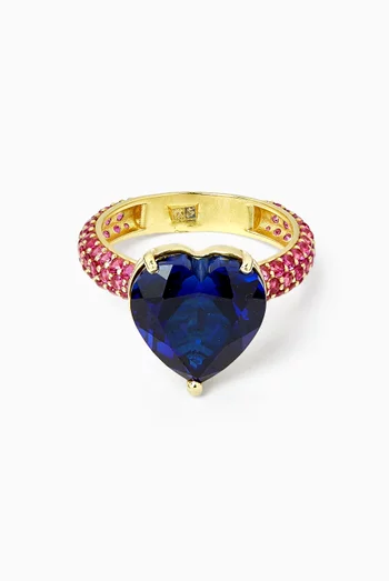 Heart-cut Sapphire Cocktail Ring in 18kt Yellow Gold