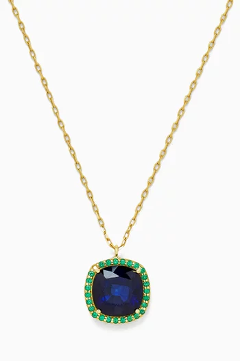 Round Sapphire Pendant Necklace in 18kt Yellow Gold