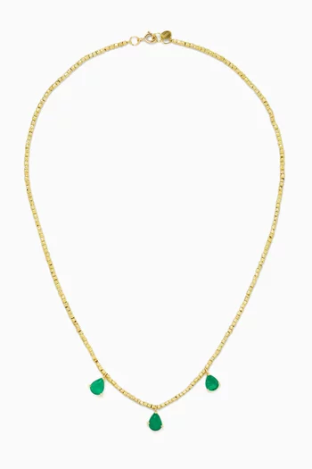 Hand-hammered Beads Station Necklace in 18kt Yellow Gold