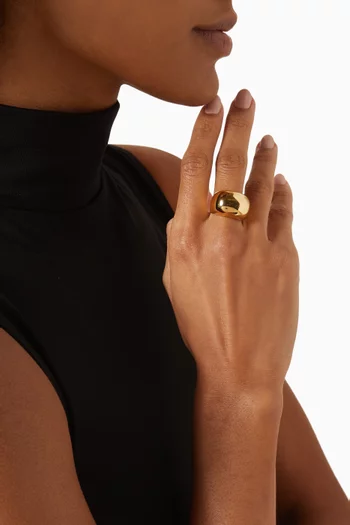 Tate Signet Ring in 14kt Gold-plated Steel
