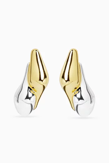Egret Two-tone Huggie Earrings in Metal