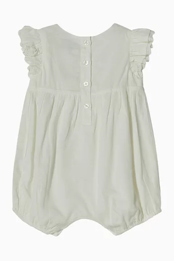Embroidered Romper in Linen-blend
