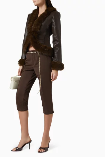 Lina Fur-trim Jacket in Faux Leather