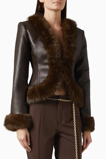 Lina Fur-trim Jacket in Faux Leather