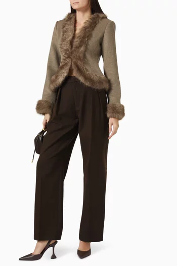 Lina Fur-trim Jacket in Faux Leather