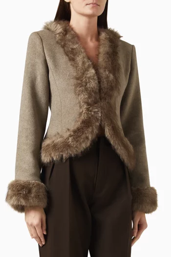 Lina Fur-trim Jacket in Faux Leather