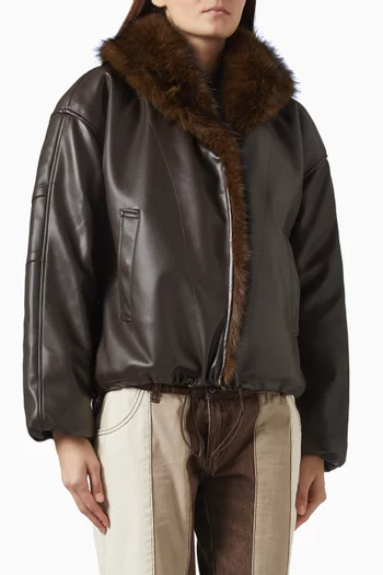 Oakley Faux-fur Bomber Jacket in Faux Leather