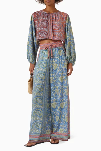 Caravane Cropped Blouse in Silk-crepe