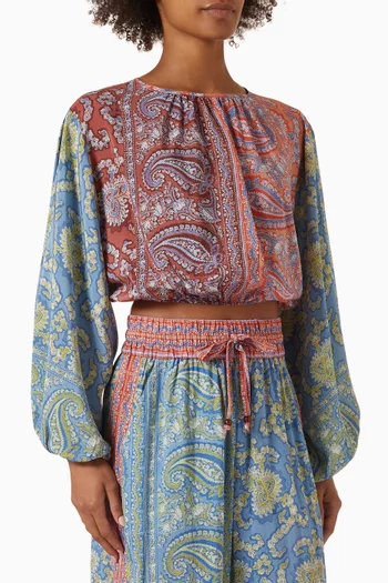 Caravane Cropped Blouse in Silk-crepe