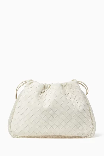 Dustbag Pouch in Intrecciato Suede & Shearling