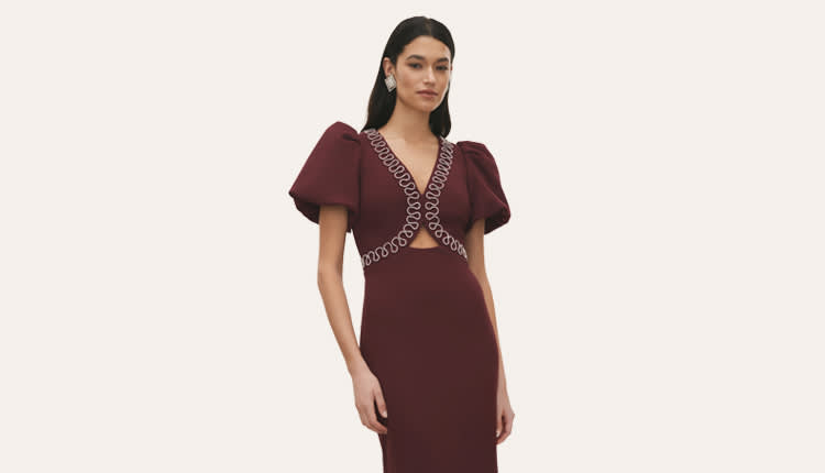 midcentury modern dresser Rebecca Vallance-Chaya Midi Dress-Poppy Print – Encounter main image 1