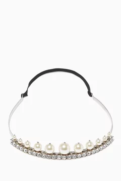 Buy Miu Miu Silver Silver Pearl & Crystal Tiara For Women  display picture 2