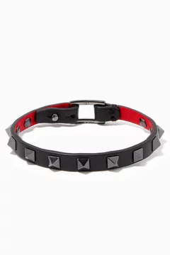 Leather Bracelet Black Red Valentino Bracelet Valentino Garavani