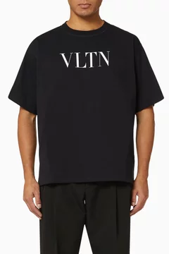 Buy Valentino Garavani Black VLTN Cotton T-Shirt For Men Online