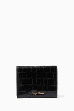 Buy Miu Miu Green Flap Wallet in Crocodile-Embossed Leather For