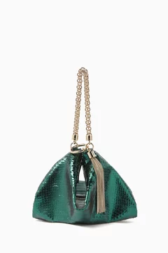 Buy Jimmy Choo Green Callie Clutch Bag in Metallic Snake-effect