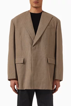 ジャケット Jil Sander Brown Wool Double-Breasted Jacket Jil Sander Recycled Polyester Gabardine - Midnight Blue – Kith