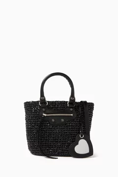 【関税&送料込】Balenciaga Black Raffia Large Le Cagole Pani Balenciaga Large Le Cagole Panier Tote Bag | Black | FARFETCH JO