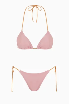 Buy Zimmermann Pink Pop Mini Tri Bikini Set in Shiny Lycra