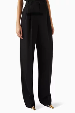 【関税&送料込】Saint Laurent Black Wool Wide Trousers Saint Laurent Black wool wide trousers | TheDoubleF