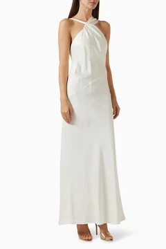 Buy Significant Other White Lucile Draped Maxi Dress in Satin For Women Online | Ounass Saudi
