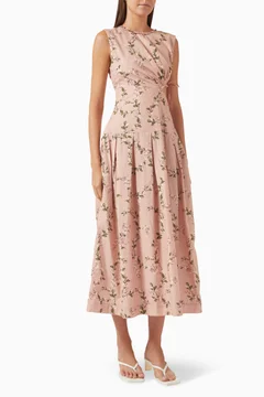 Buy Agua by Agua Bendita Pink Otoo Wisteria Midi Dress in Linen For Women  Online | Ounass Saudi