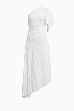 Buy Alaa White Asymmetrical Knit Midi Dress in Virgin Wool For Women  Online | Ounass Saudi