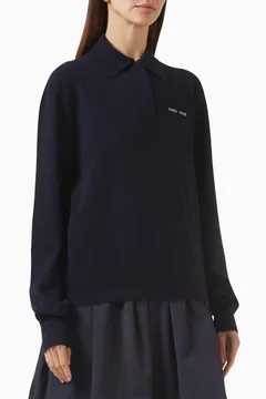 Buy Miu Miu Blue Polo Sweater in Cashmere Knit For Women Online | Ounass Saudi