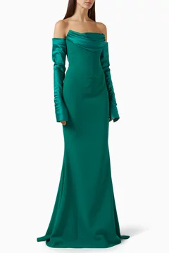Buy Rhea Costa Green Raven Mermaid Gown in Crepe For Women Online | Ounass Saudi