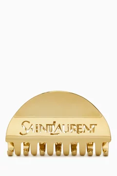 ヘアアクセサリー Saint Laurent Gold Half-Moon Claw Clip With Engraved Buy SAINT LAURENT Gold Half-moon Claw Clip in Metal For