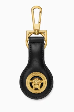Buy Versace Black Medusa Biggie Keychain in Leather For Men Online