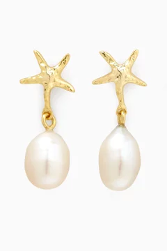 Buy Elna Line White Starfish Baroque Pearl Drop Earrings in 18kt Gold-plated Metal For Women Online | Ounass Saudi