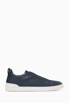 Buy Zegna Blue Triple Stitch™ SECONDSKIN Sneakers in Calf Leather For Men Online | Ounass Saudi
