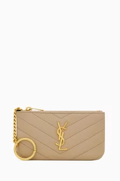 Buy SAINT LAURENT Black Cassandre Matelassé Keyring Pouch in
