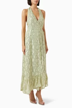 Buy Never Fully Dressed Green Freya Maxi Dress in Jacquard For Women Online | Ounass Saudi