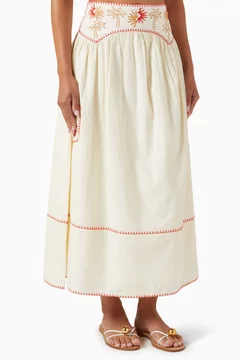 Buy Never Fully Dressed White Pollenca Embroidered Skirt in Cotton For Women Online | Ounass Saudi