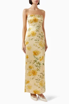 Buy Reformation Yellow Frankie Maxi Dress in Silk For Women Online | Ounass Saudi
