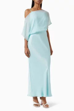 Buy Never Fully Dressed Blue Tilly Maxi Dress in Chiffon For Women Online | Ounass Saudi