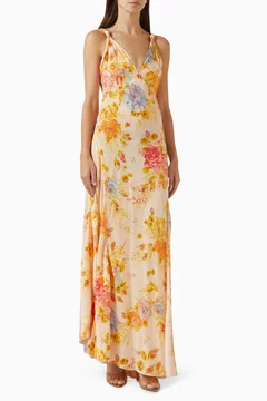 Buy Never Fully Dressed Neutral Sofia Floral Dress in Viscose For Women Online | Ounass Saudi