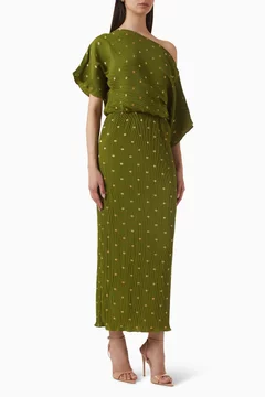 Buy Never Fully Dressed Neutral Tilly Plisse Dress For Women Online | Ounass Saudi