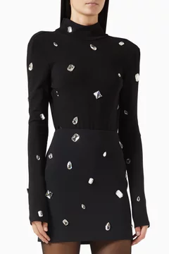 Buy David Koma Black All-over Crystal Embellished Bodysuit For Women Online | Ounass Saudi