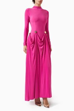 Buy Club L London Red Caprice High-neck Maxi Dress in Jersey For Women Online | Ounass Saudi