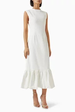 Buy ODD MUSE White The Ultimate Muse Peplum-hem Dress For Women Online | Ounass Saudi