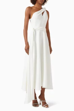 Buy ODD MUSE White The Ultimate Muse Asymetric Midi Dress For Women Online | Ounass Saudi