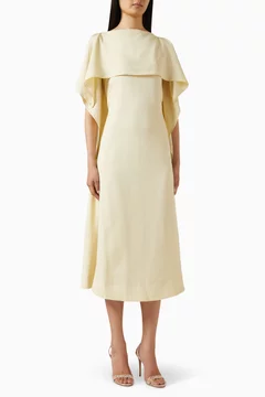 Buy Setre Yellow Overlay Tie-back Dress in Lyocell Blend For Women Online | Ounass Saudi