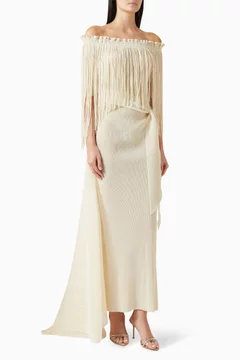 Buy Scarlet Sage Neutral Leoni Fringe Maxi Dress For Women Online | Ounass Saudi