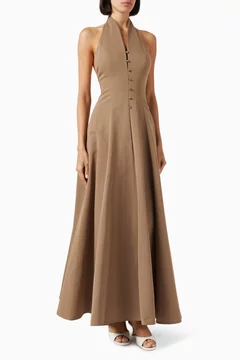 Buy Staud Neutral Stella Maxi Dress in Cotton-blend For Women Online | Ounass Saudi