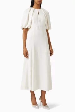 Buy Jus De Pommes White Puffed-sleeve Midi Dress For Women Online | Ounass Saudi